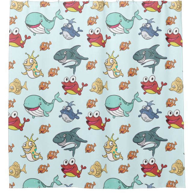 Adorable Kids Pattern Shower Curtain (Front)