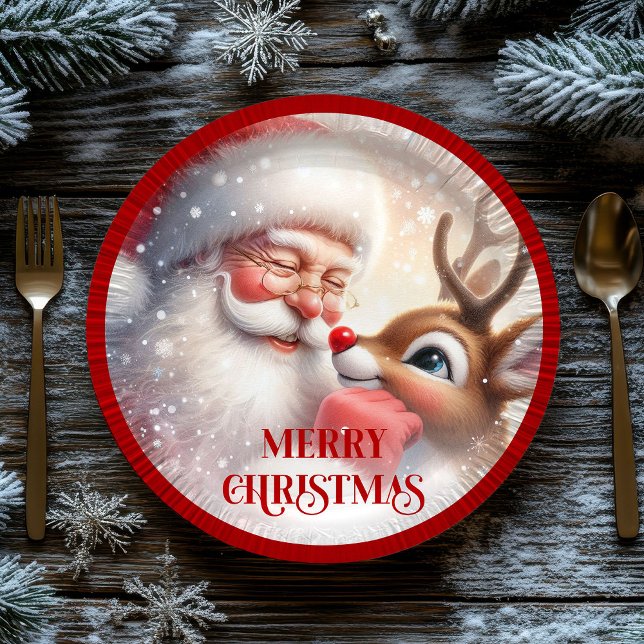 Adorable Kids Santa and Rudolph Holiday Plates (Adorable Kids Santa and Rudolph Holiday Plates)