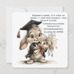 Adorable Kindergarten Graduate Bunny Illustration  Holiday Card