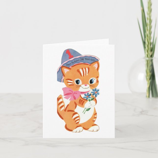 Adorable Kitten 1st Birthday Card (Front)