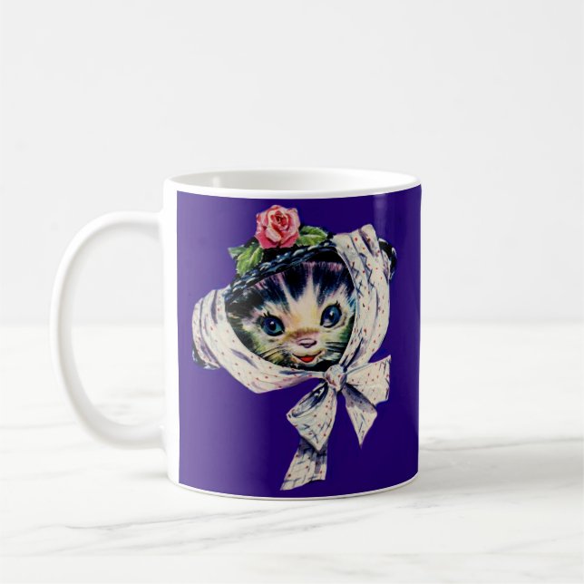adorable kitten cat in a kitten cat hat coffee mug (Left)