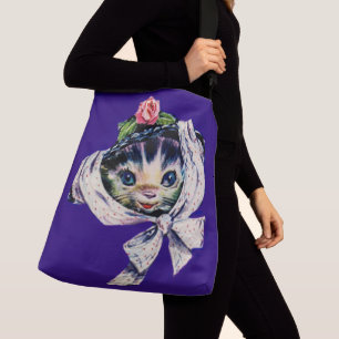 adorable kitten cat in a kitten cat hat crossbody bag