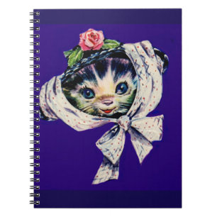 adorable kitten cat in a kitten cat hat spiral notebook