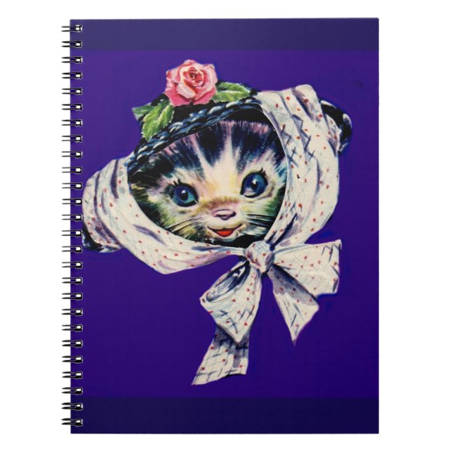 adorable kitten cat in a kitten cat hat spiral notebook (Front)