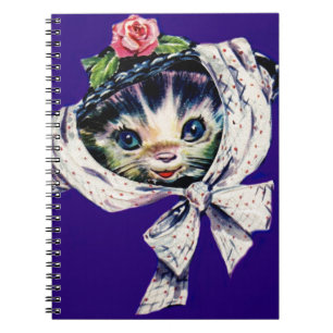 adorable kitten cat in a kitten cat hat spiral notebook