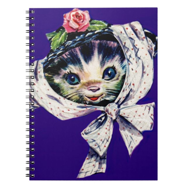 adorable kitten cat in a kitten cat hat spiral notebook (Front)