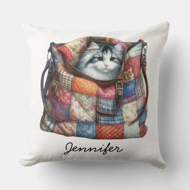 Adorable Kitten Cat Throw Pillow (Front)