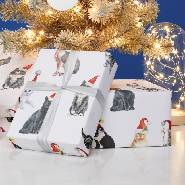 Adorable Kitten Catmas Christmas Holiday Pattern Wrapping Paper (Holidays)