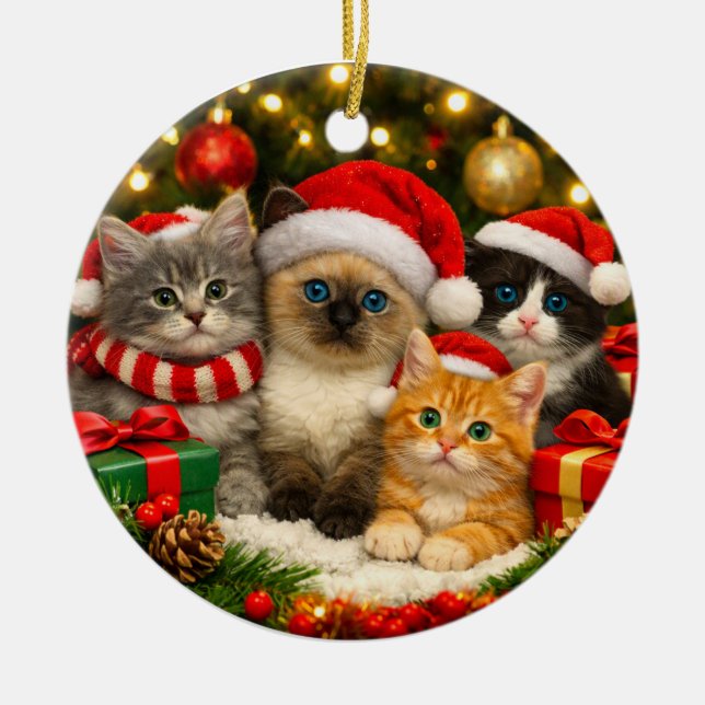 Adorable Kitten Christmas Ornament (Front)