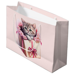 Adorable Kitten in a Box Birthday Gift Large Gift Bag