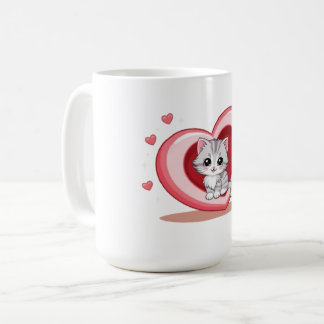 Adorable Kitten in Heart Mug