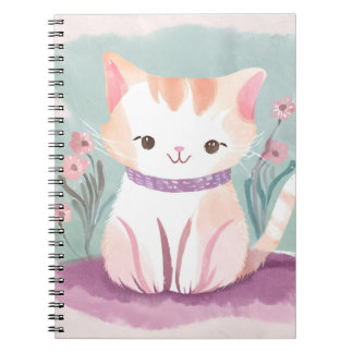 Adorable kitten in the flowers notebook