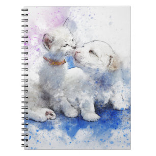 Adorable Kitten & Labrador Puppy Kiss Notebook