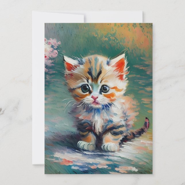 Adorable Kitten Painting  Invitation (Front)