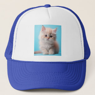 Adorable Kitten with Blue Background Trucker Hat