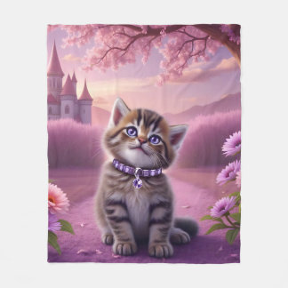 Adorable Kitten with Sparkly Collar Fleece Blanket