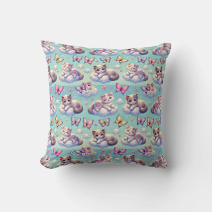 Adorable Kittens and Butterflies Cushion