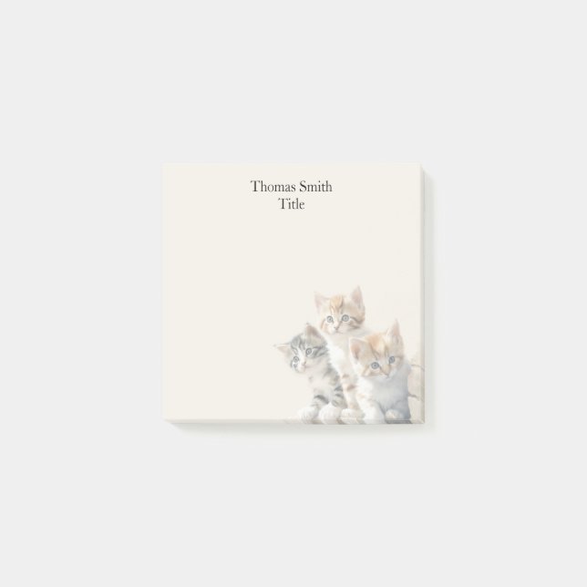 Adorable Kittens Cream Watercolor Animal  Post-it Notes (Front)