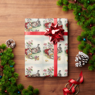 Adorable Kittens Garden Red Flower Pot Wrapping Paper