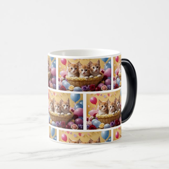 Adorable Kittens in Cosy Basket Art Magic Mug (Front Right)