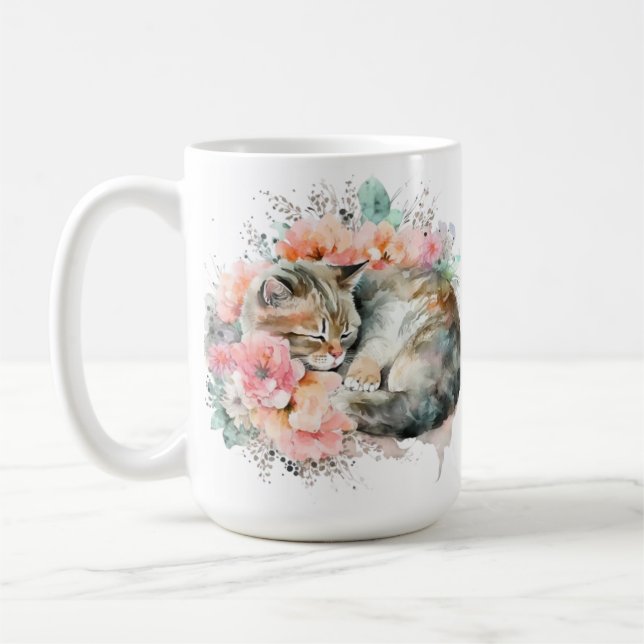 Adorable Kittens Line Ceramic Mug (Left)