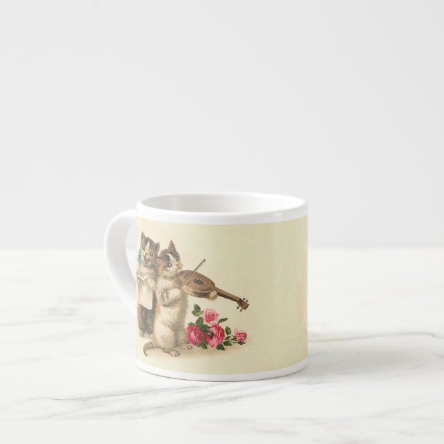 Adorable Kittens sing and Play Violin Espresso Cup (Front Left)