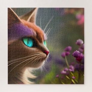 Adorable Kitty cat, Turquoise Eyes Jigsaw Puzzle