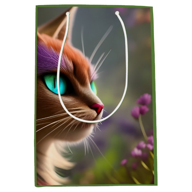 Adorable Kitty cat, Turquoise Eyes  Medium Gift Bag (Front)