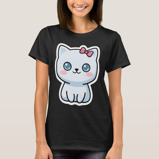 Adorable Kitty Squad Cute Cat with Pink Bow T-Shirt (Front)