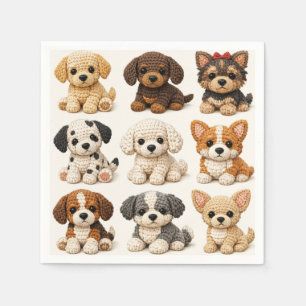 Adorable Knitted Puppies Napkin