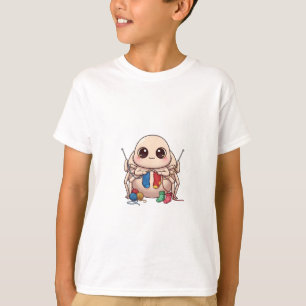 Adorable Knitting Spider Character Kids T-Shirt