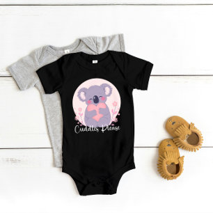 Adorable Koala Bear "Cuddles Please"  Baby Bodysuit