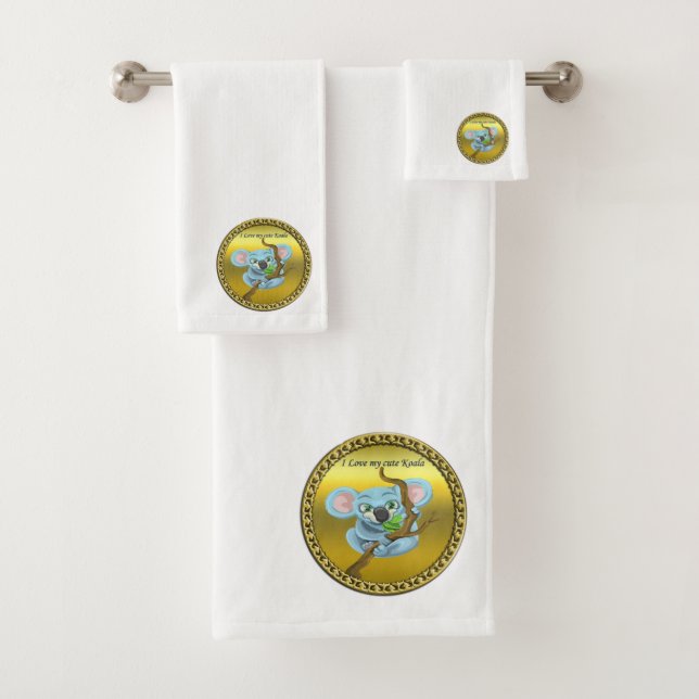 Adorable koala bear in a tree in the forest bath towel set (Insitu)
