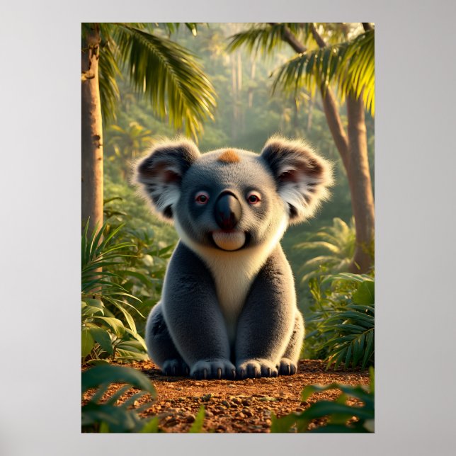 Adorable Koala in Lush Jungle Poster (Front)