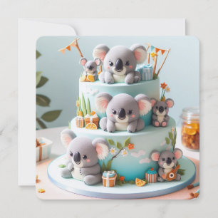 ADORABLE KOALA THEMED KIDS BIRTHDAY CAKE CARD
