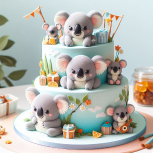 ADORABLE KOALA THEMED KIDS BIRTHDAY CAKE CARD