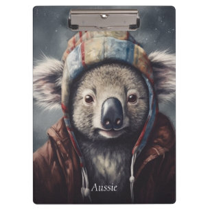 Adorable koala wearing cute hat cusomizable clipboard