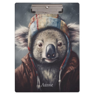 Adorable koala wearing cute hat cusomizable clipboard