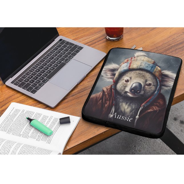 Adorable koala wearing cute hat cusomizable  laptop sleeve (Creator Uploaded)
