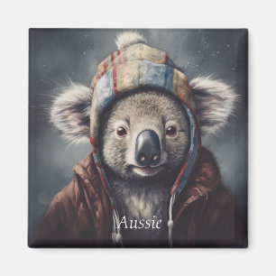 Adorable koala wearing cute hat cusomizable  magnet