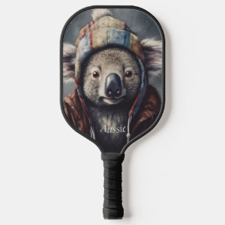Adorable koala wearing cute hat cusomizable pickleball paddle