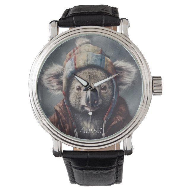 Adorable koala wearing cute hat cusomizable  watch (Front)