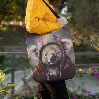 Adorable koala wearing cute hat, customisable crossbody bag