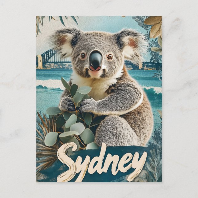 Adorable Koala with Sydney Harbor Bridge Holiday Postcard (Front)