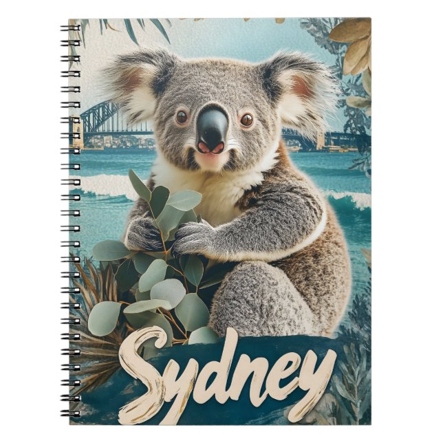 Adorable Koala with Sydney Harbor Bridge Notebook (Front)