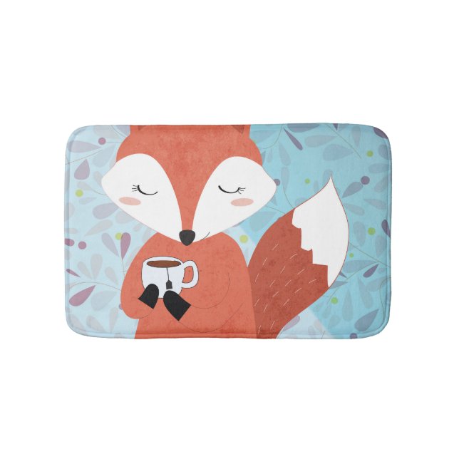 Adorable Lady Fox Leaf Background Bath Mat (Front)