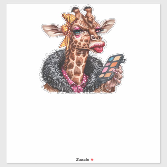 Adorable Lady Giraffe Applying Makeup With Big Eye (Sheet)