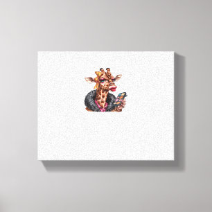 Adorable Lady Giraffe Applying Makeup With Big Eye Canvas Print