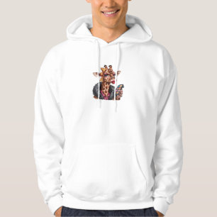 Adorable Lady Giraffe Applying Makeup With Big Eye Hoodie