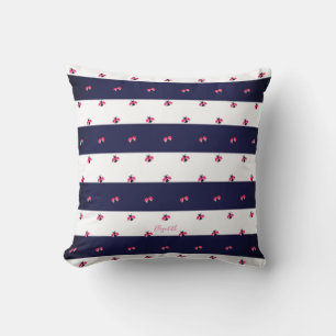 Adorable Ladybird Navy Blue Stripes Cushion